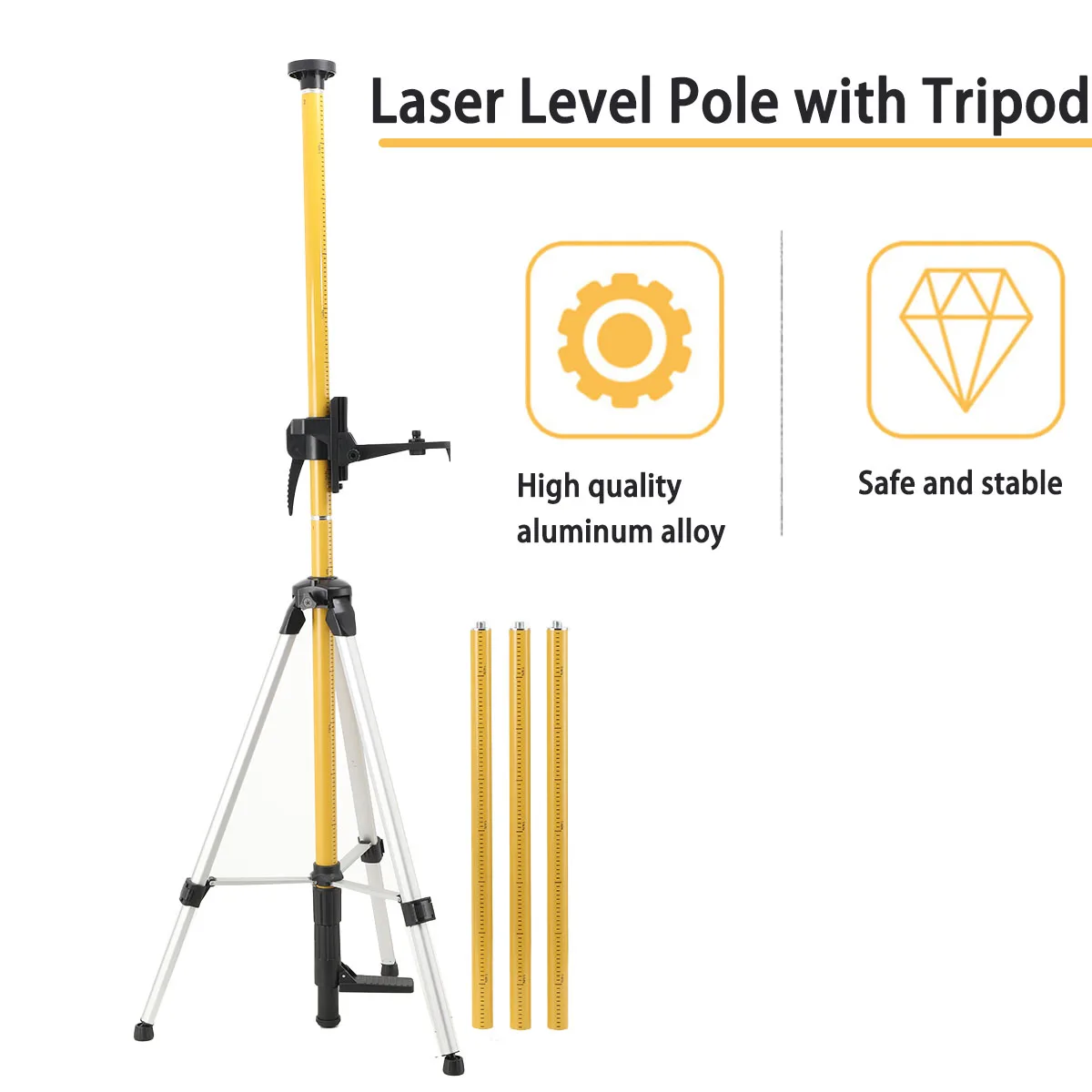 3m /3.6m الليزر تصاعد القطب متعدد الوظائف غرامة ضبط الليزر قضيب تليسكوبي مع قاعدة أداة التسوية لليزر الروتاري والخط