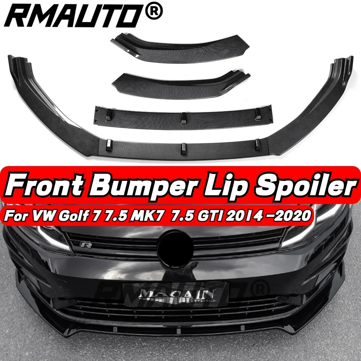 

For Volkswagen VW Golf 7 7.5 MK7 MK7.5 GTI 2014-2020 Front Bumper Splitter Lip Spoiler Diffuser Guard Car Accessories Body Kit