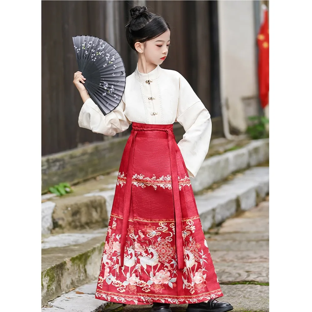 فتاة Hanfu فستان تأثيري ازياء حفلة الجنية ملابس الأطفال النمط الصيني ملابس الاطفال أداء الصيف النمط العرقي