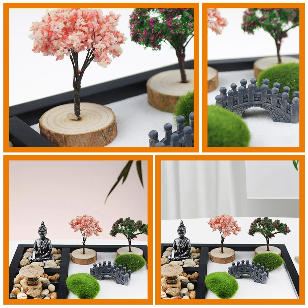 

1 Set Zen Ornament Japanese Style Desktop Decorative Sand Box For Home Office Artware Meditation Sandbox Figure Zen Garden Kit