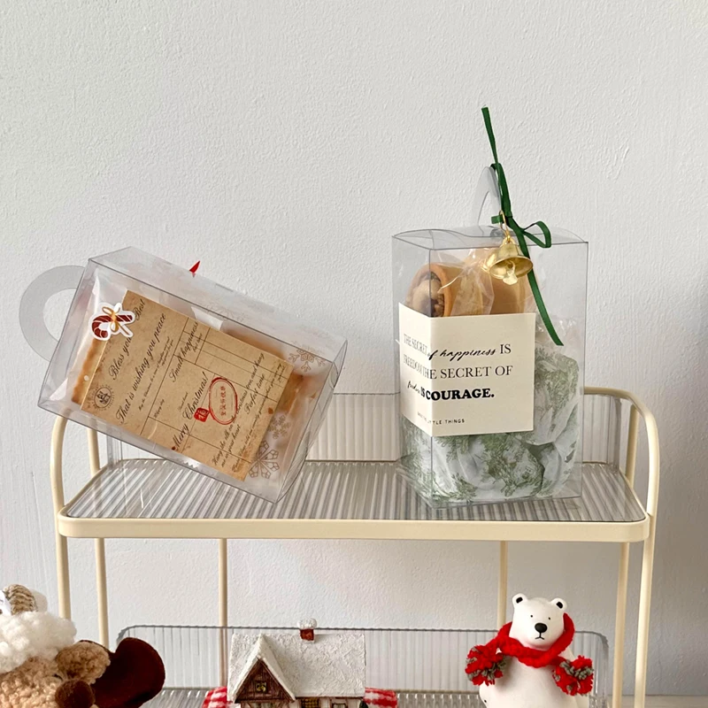 صندوق حلويات شفاف محمول من البولي إيثيلين تيريفثالات لتعبئة الكعك والوجبات الخفيفة، أدوات مطبخ للطهي، علبة على شكل ندفة ثلج ل...