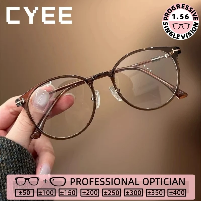 

Cyee Fashion TR90 Round Reading Glasses Women High Quality Anti Blue Light Eyeglasses Custom Prescription Myopia Optical Eyewear