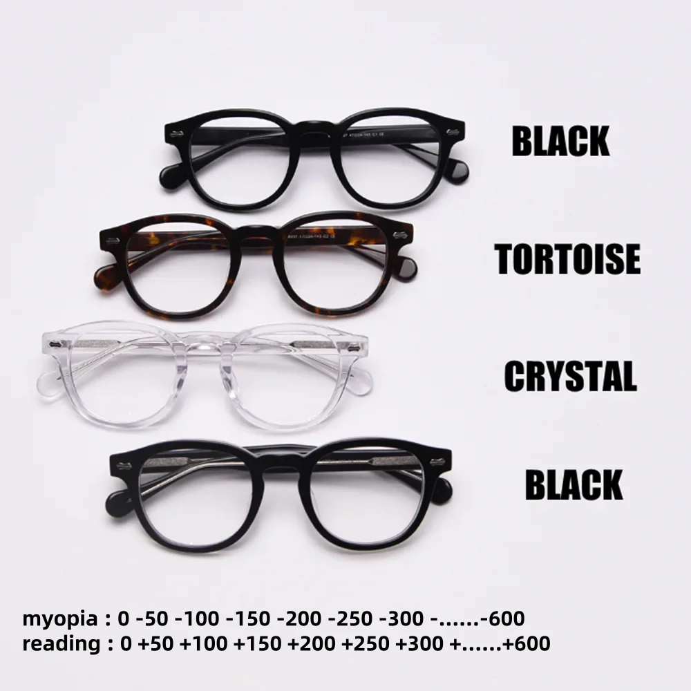 Designer Men's Retro Round Acetate Frame Eyeglasses Women Tortoise Optical Myopia Lenses Reading Glasses Eyewear