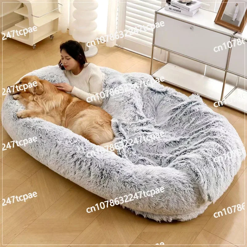 Human dog bed large kennel pet pad winter warm pet supplies removable and washable sofa lazy can sleep and lie down