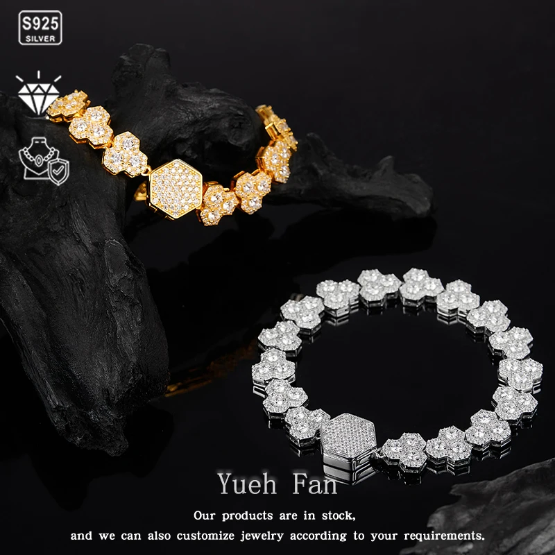 

S925 Silver Main Stone Moissanite Stone Triple Leaf Crocodile Flower Hip Hop Jewelry Personality Valentine's Day Gift Christmas
