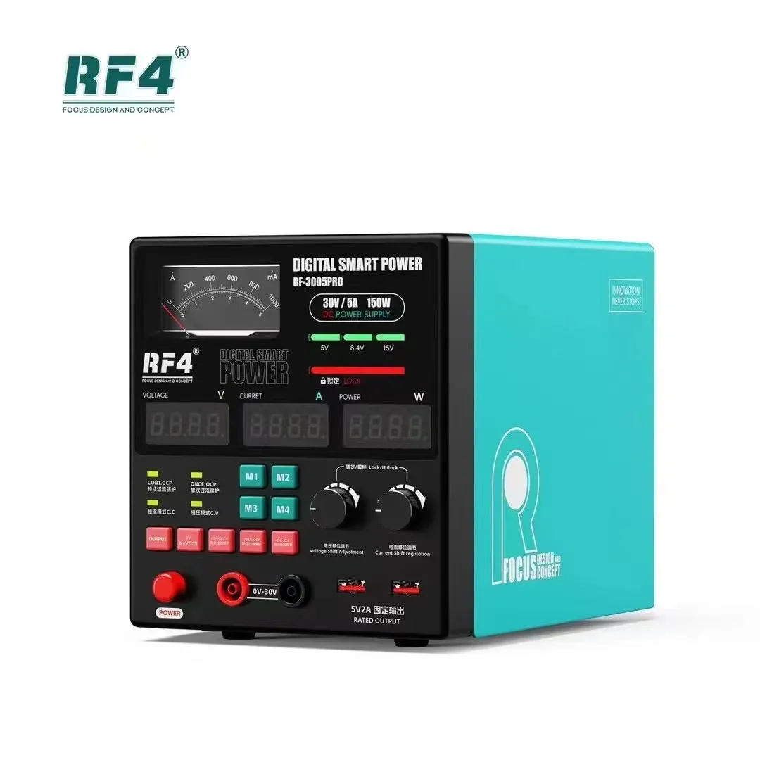 

RF4 Smart DC Power Supply Meter RF-3005D RF-3005PRO With Intelligent Temperature Sensing Auto Heat Dissipation Ammeter Tool