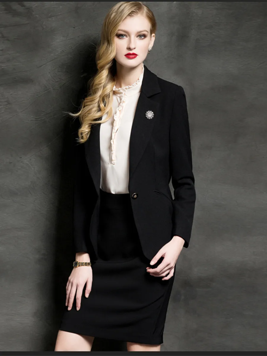 

Fashion One Button Ladies Suit Workwear Formal Tuxedo Business Negotiation Suitable for Occasions (Jacket + Skirt) 06