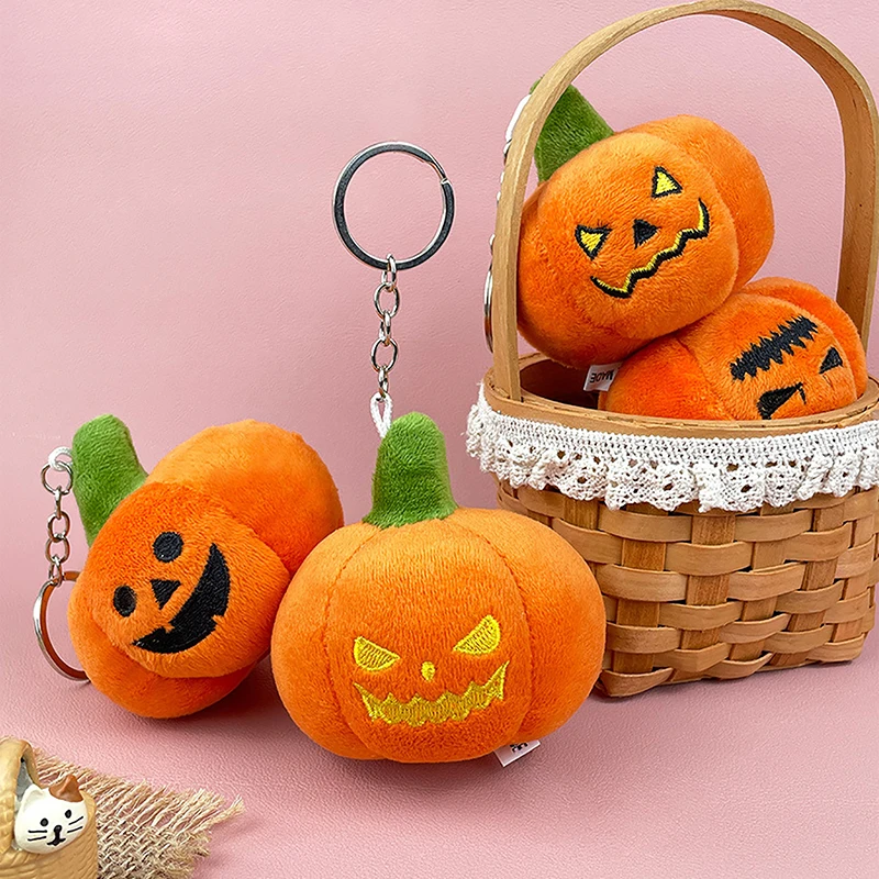 1PC Halloween Essential Fun Decoration DIY Accessories New Pattern Halloween Pumpkin Plush Keychain Weird Pumpkin Decor