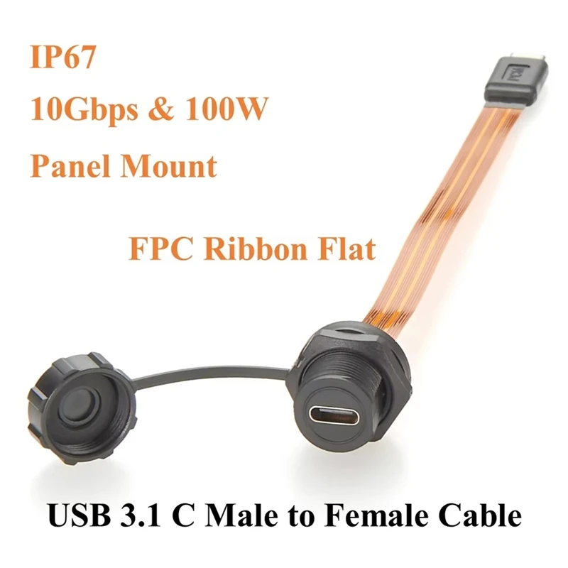 Super Sale USB 3.1 Type-C Male to Female Extension Cable 10Gbps Flush Panel