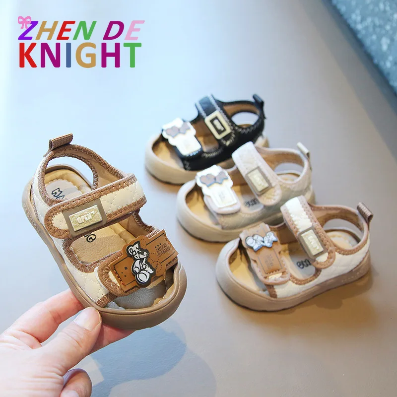 

Summer Baby Toddler Sandals Soft Sole Boys Bear Shoes Children's Sandals Closed Toe Baby Non-Slip Toddler Shoes