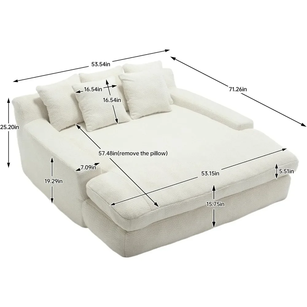 Oversized Singel Lazy Lounge Sofa Bed Chenille Upholstered Chaise Daybed Full Sponge Cloud Couch Sleeper Sofabed with Back