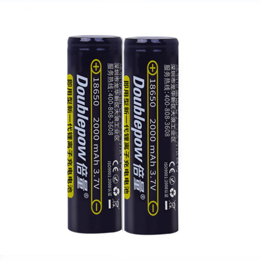 2pcs/lot New 18650 lithium ion rechargeable battery 3.7v 7400mWh 2000mAh 18650 flashlight rechargeable battery