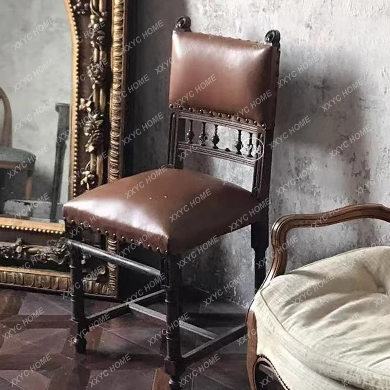 JSolid wood sofa antique photography props back chair/living room single sofa