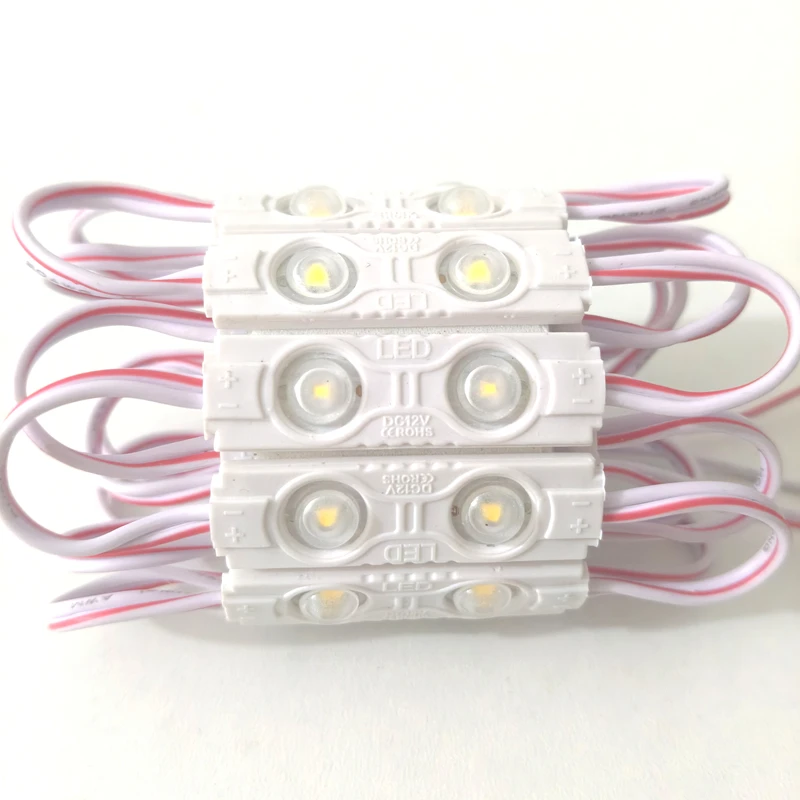 

20pcs super bright led modules DC12V waterproof 2835 2LEDs Injection molding LED lighting white/red/blue/Yellow/Pink/Warm white