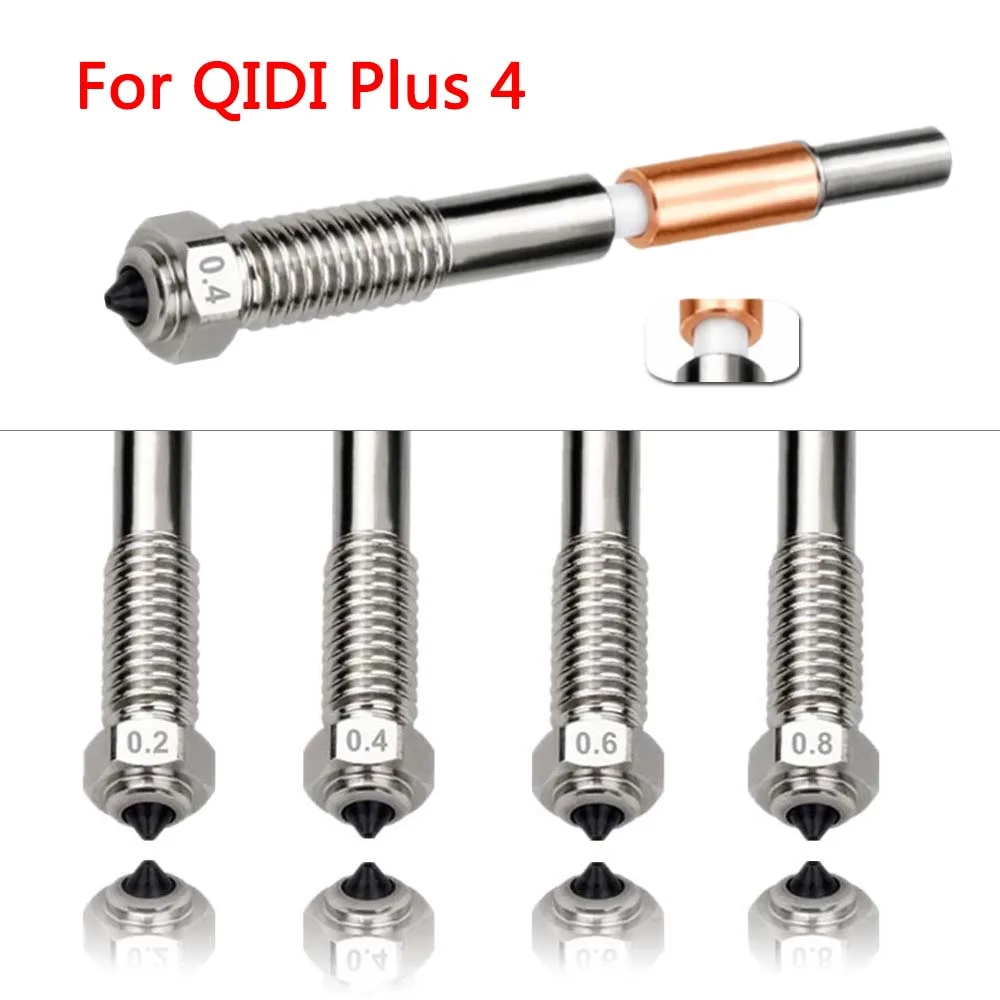 

For QIDI Plus4 Bimetal Nozzle 0.2/0.4/0.6/0.8mm Ceramic Insulation Integrated Quick Removal For Qidi Plus 4 Hotend Nozzles Parts