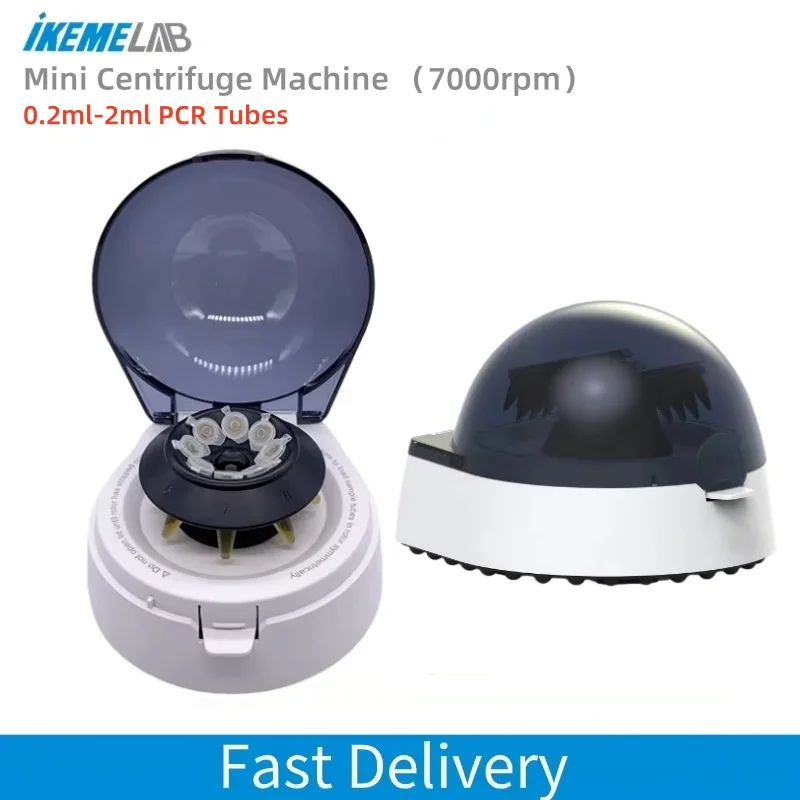 IKEME Mini Centrifuge Machine 7000rpm Economical Palm Lab Micro Centrifuge 0.2ml-2ml PCR Tubes Microcentrifuge Hot