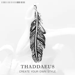 Pendant Black Feather Brand New Fine Jewelry Europe 925 Sterling Silver Accessories Vintage Gift For Women Men