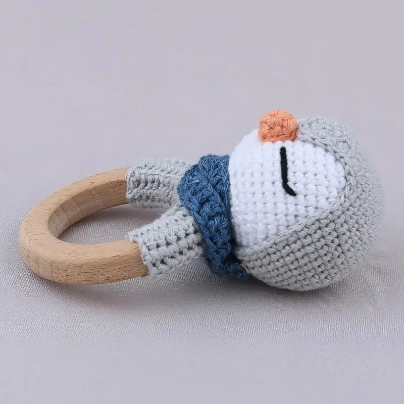 

U13F 1pc Baby Rattles Crochet Lion Rattle Toy Ring Baby Teether Baby Gym Mobile Rattles Newborn Educational