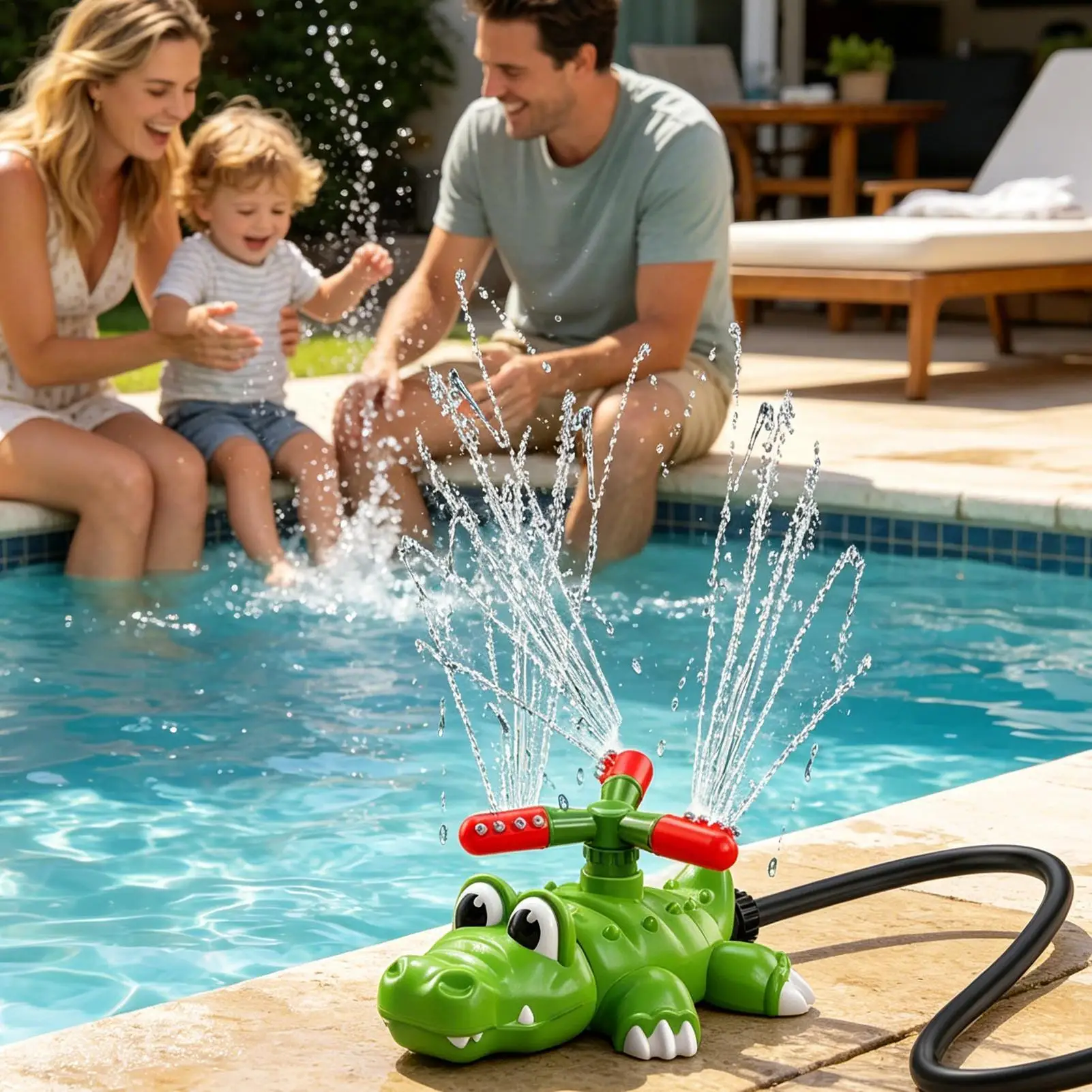 Kids Sprinklers For Outside Cartoon Crocodile Shape Kids Outdoor Sprinkler Toy For Swimming Pool Beach Garden Courtyard Lawn