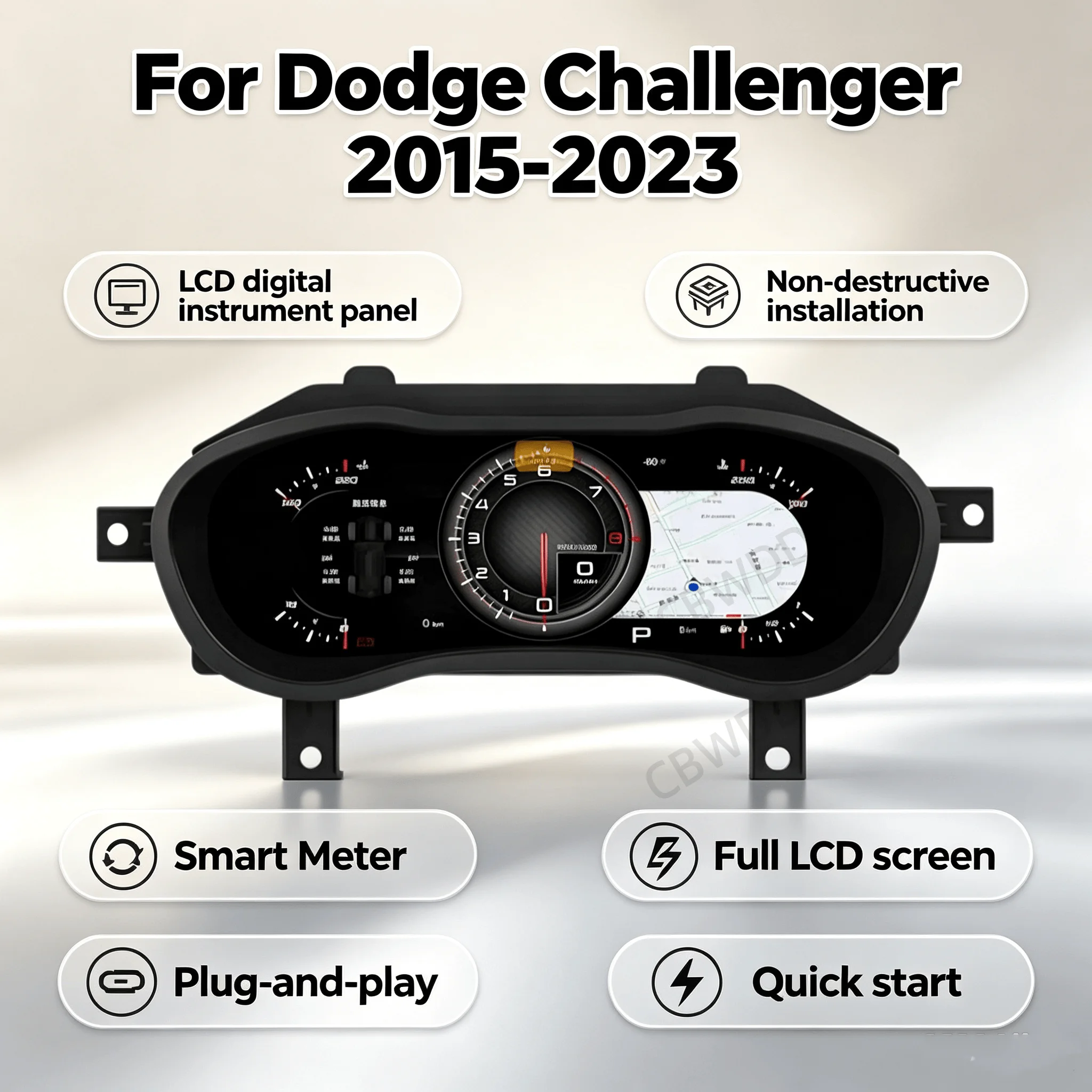 Virtual Cockpit Dashboard Colorful Display Carpaly For Dodge Challenger 2015-2023 Smart Cluster Car LCD Instrument Speedometer