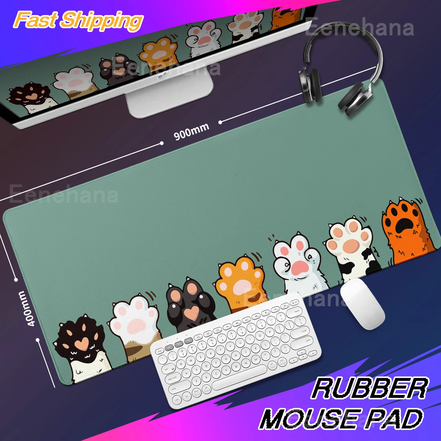 Pink Cat Paw Mouse Pad PC Gamer Mousepad Kawaii Desk Mat Speed Gaming E-Sports Mouse Mat Cute Cat Large Rubber Keyboard Desk pad