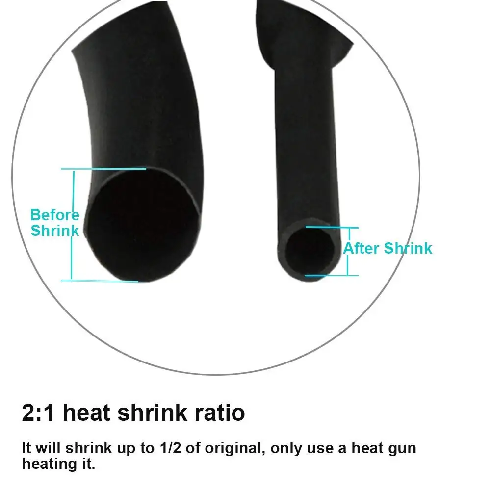 625 قطعة من مجموعة أنابيب الانكماش الحراري، غلاف سلك أنبوب الانكماش الحراري، نسبة 2:1، تشكيلة أكمام الكابلات الكهربائية مع صندوق تخزين