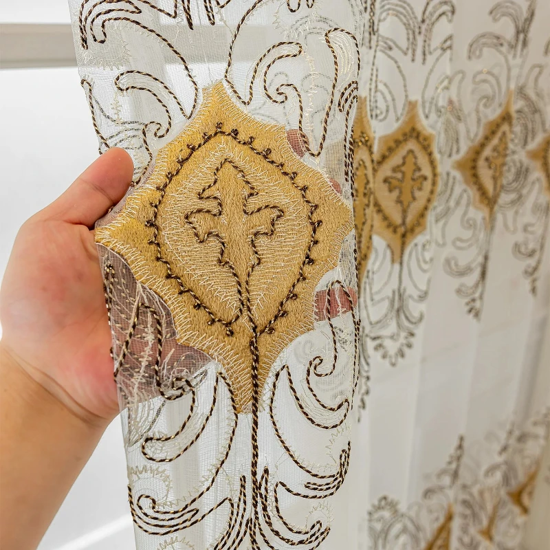 Custom Size High-grade European Velvet Curtain Embroidery Window Screen Living Room Bedroom Embroidery Elegant Screen Curtain