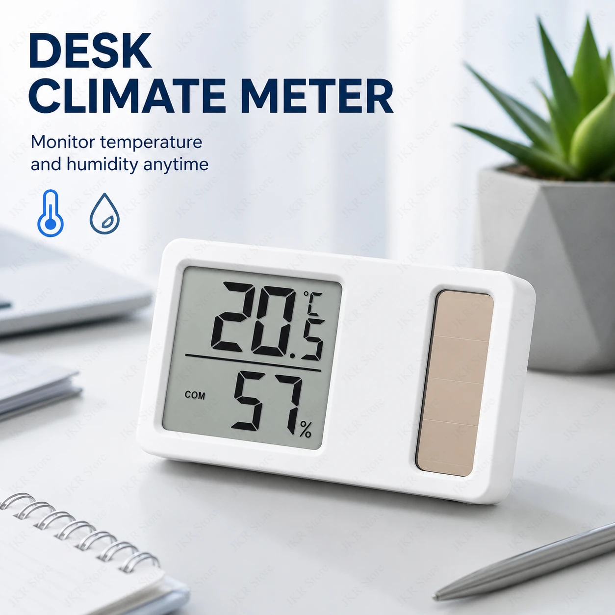 Thermomètre numérique à énergie solaire, hygromètre, mini-mètre de température et d'humidité, jauge portable de haute précision pour l'intérieur et l'extérieur