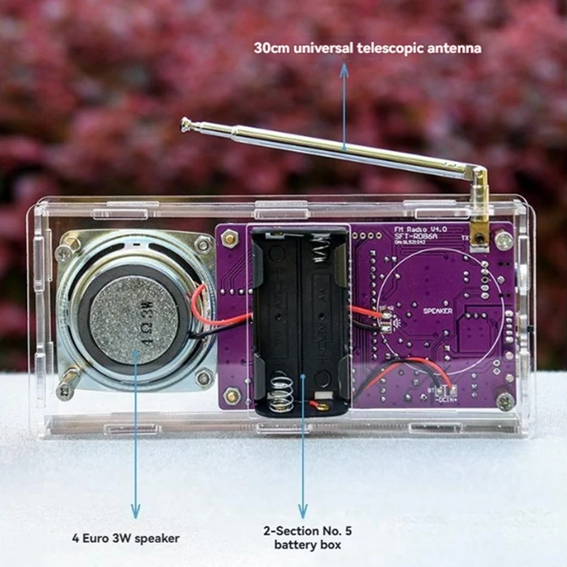 DIY FM Radio Electronic Radio Adjustable Frequency 87.5-108Mhz With Sspeaker Digital Display DIY Soldering Project