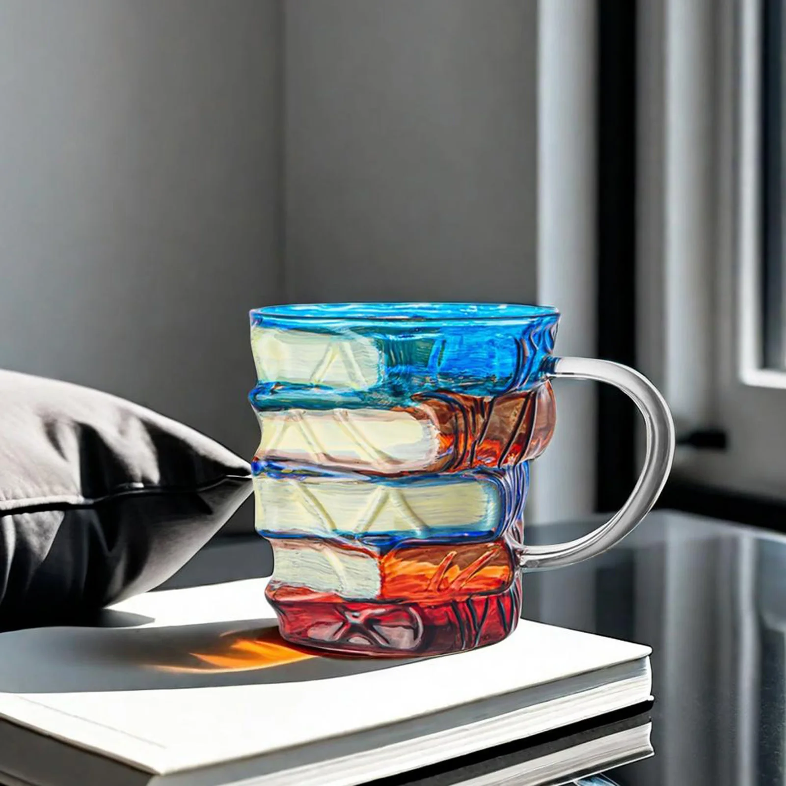 Novedad, taza de libro pintada, taza de cristal, libro de vidrio de colores 3D creativo, taza de café para lectores, escritores, regalos de bibliotecario