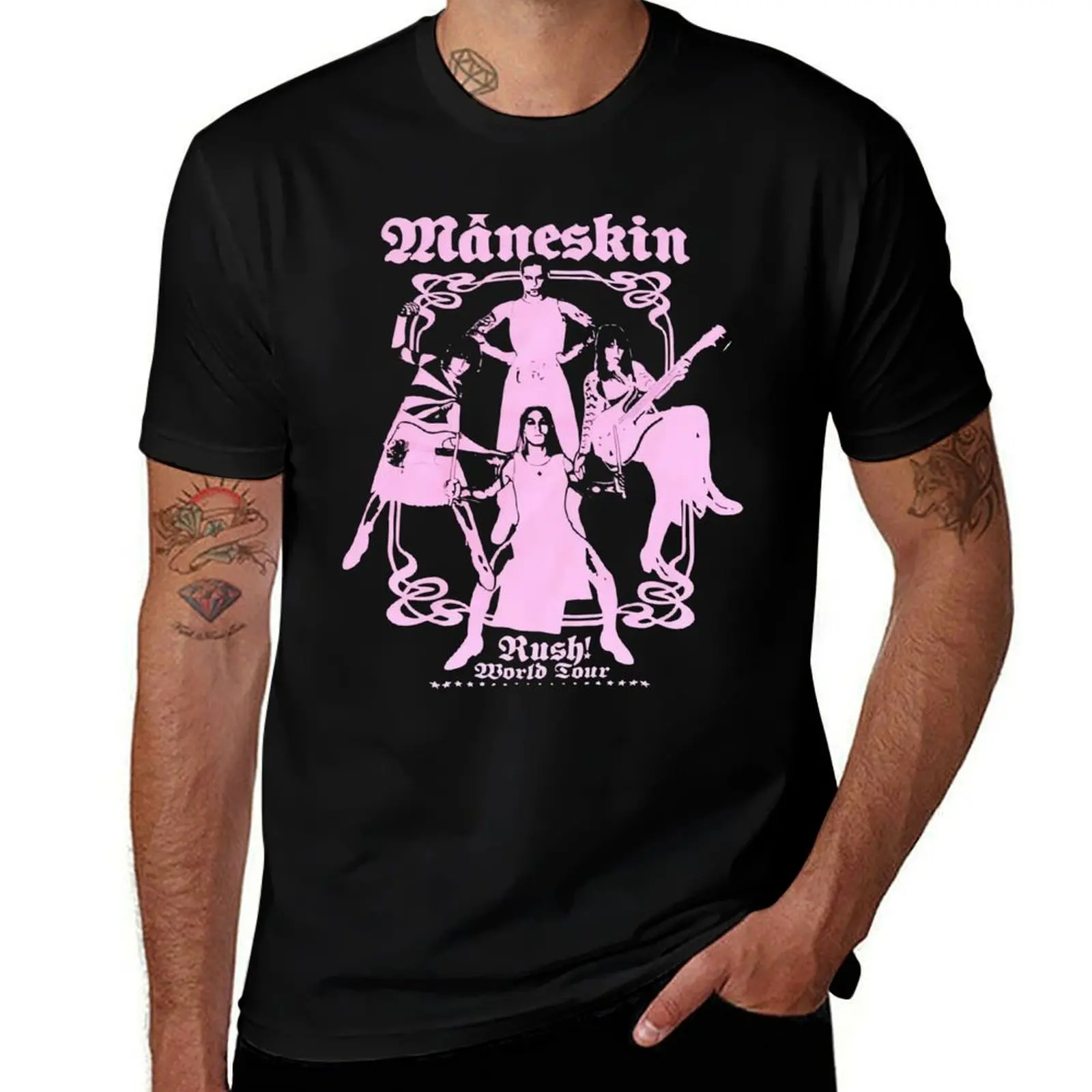 

Maneskin Band Rush World Tour T-Shirt t shirts for man pack cotton T-Shirt