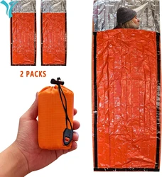 ZHUOHUA Outdoor Emergency Sleeping Bag Survival Bag 2 Pack | Survival Sleeping Bag, Portable Blanket Gear Bivvy Thermal Camping