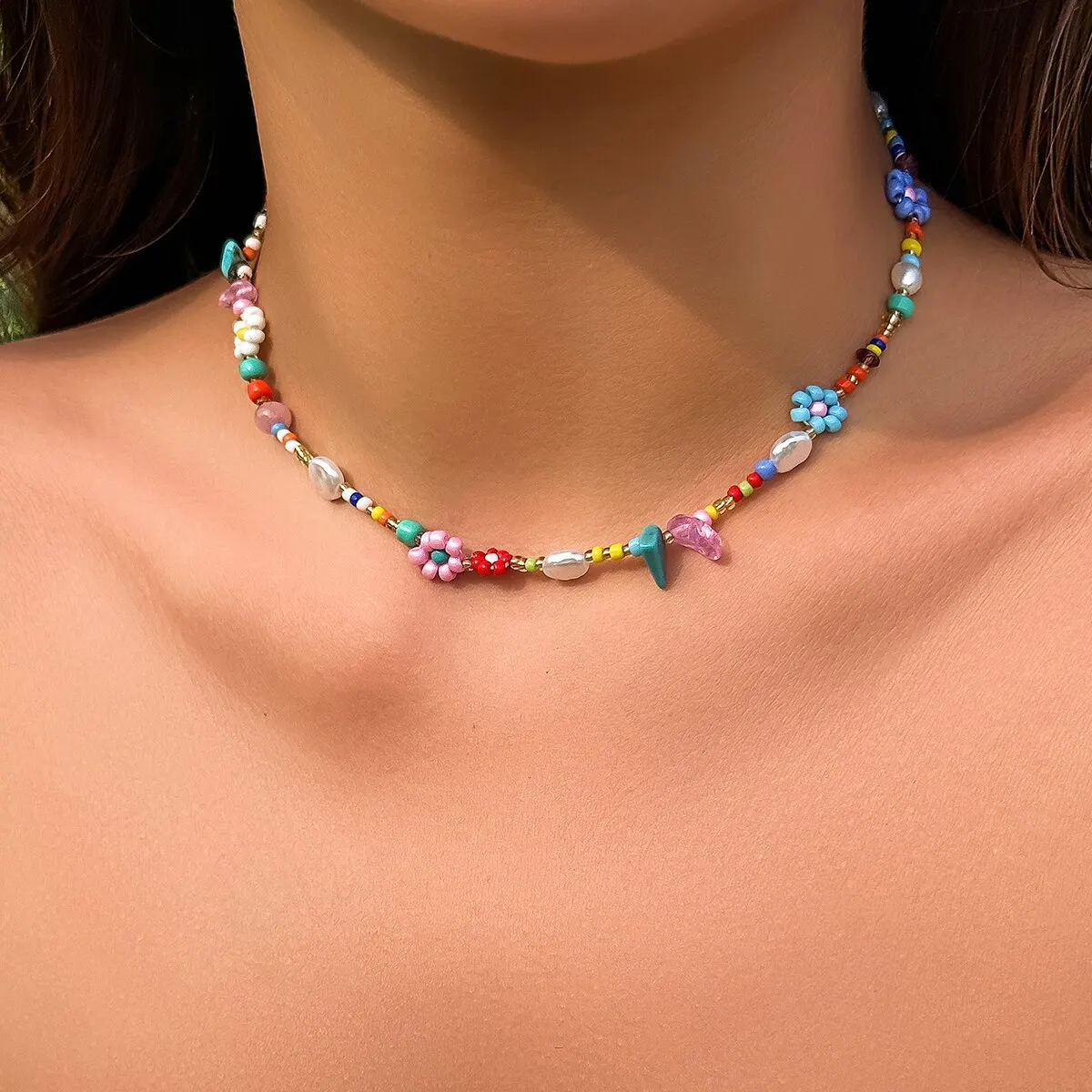Boho Eenvoudige Kralen Imitatie Parel Choker Ketting Vrouwen Mannen Vintage Rvs Handgemaakte Ketting Esthetische Y 2K Sieraden Cadeau