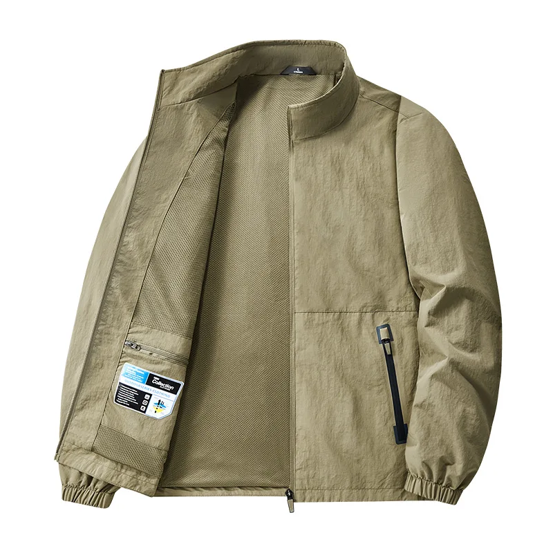 2026 New Stand Collar Men's Casual Zipper Jacket Spring Autumn Lightweight Outdoor Sports Loose Jacket Coat for Men Streetwear