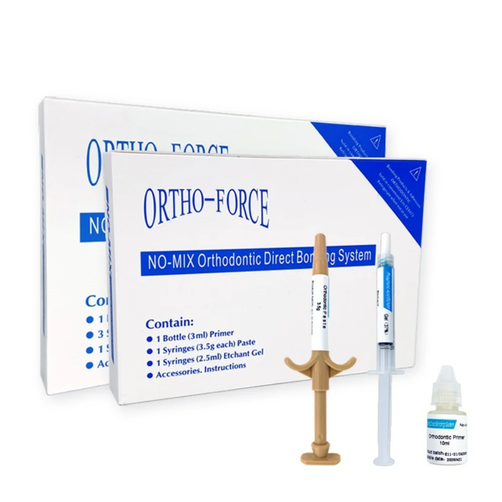 Dental Orthodontic Bracket Adhesive Kit Self/Light Cure Adhesive Etchant Acid Gel Bond Blue Glue No-Mix Direct Bonding System