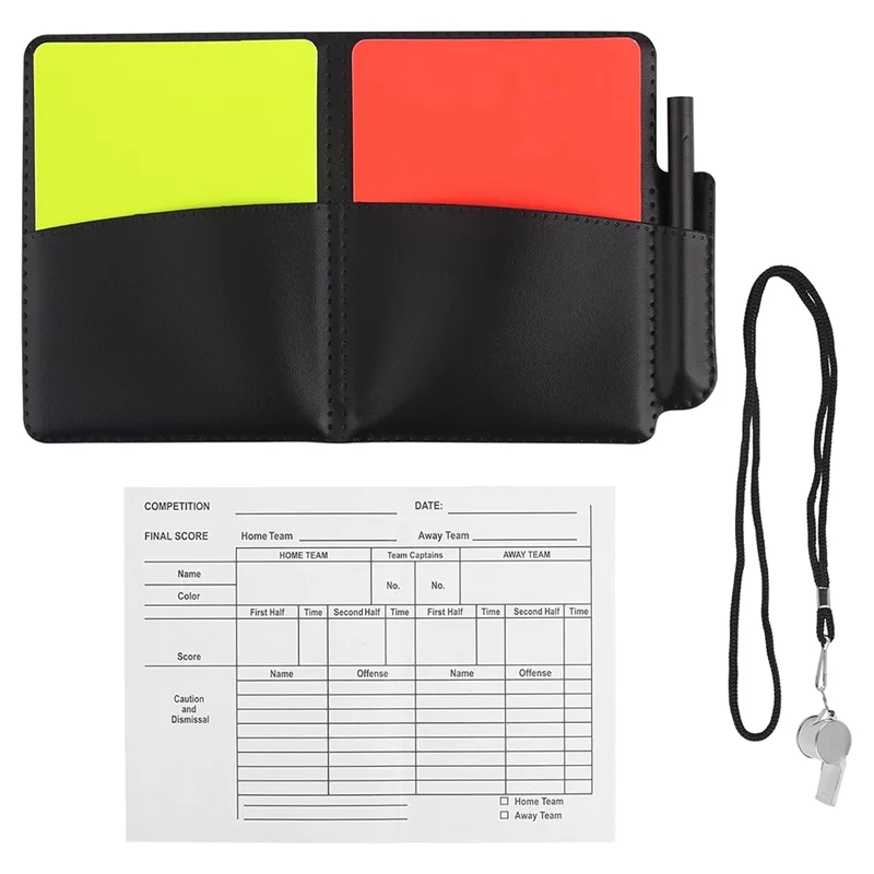B48B-Kit Wasit Sepak Bola, Kit Wasit Sepak Bola Peringatan Termasuk Kartu Merah Kuning, Peluit Suara Renyah Keras dengan Tali Penyandang