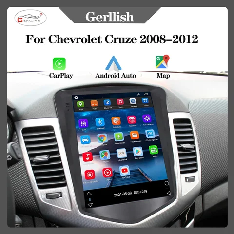 Gerllish 2DIN Car Radio Multimedia Video Player Navigation GPS for Chevrolet Cruze 2008-2012 with Carplay 4G WIFI Android Stereo