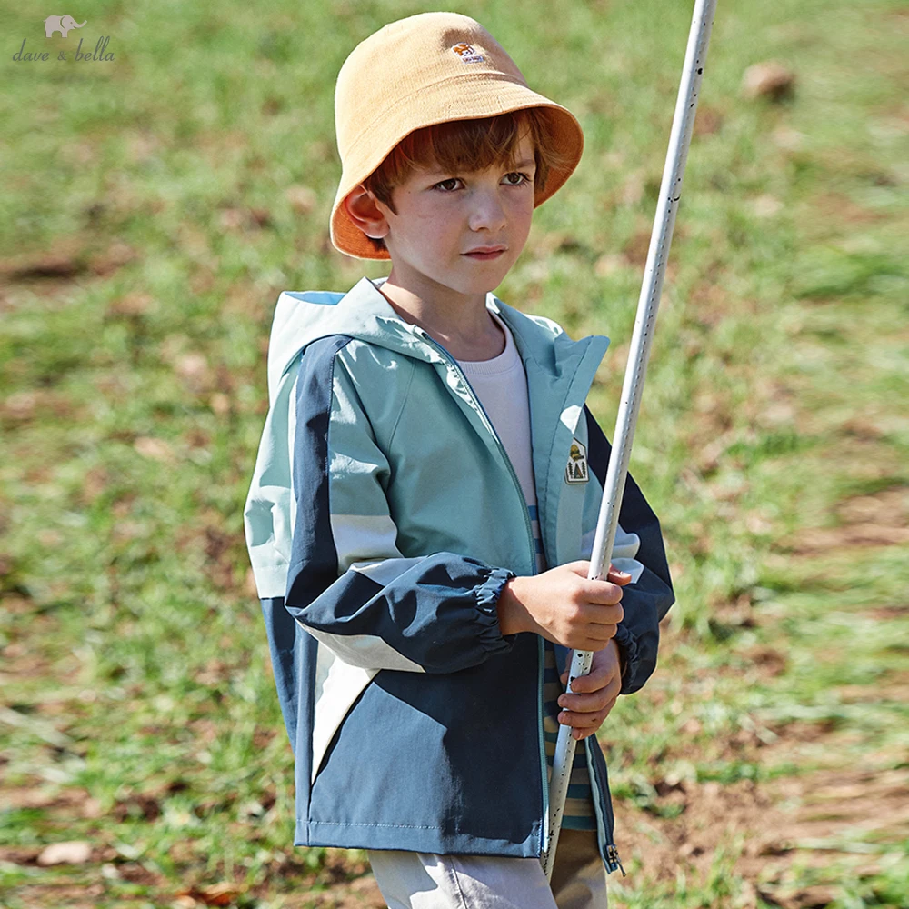 

Dave Bella, весенне-осеннее ветрозащитное пальто с капюшоном для мальчиков, повседневная ветрозащитная верхняя одежда на молнии, детская одежда DK1247895