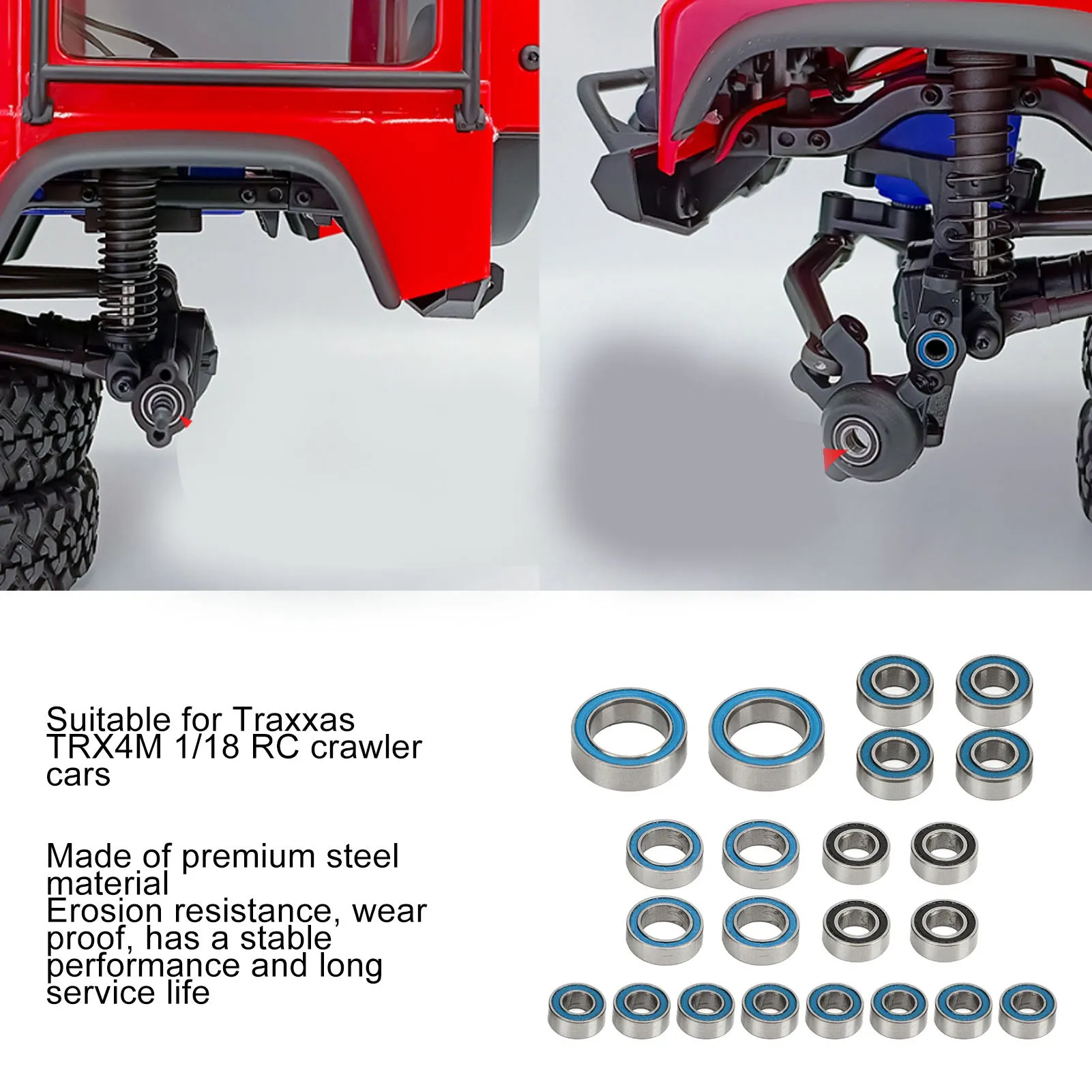 RC Bearing Kit Stainless Steel Ball Bearings Accessories for Traxxas TRX4M 1/18 RC Crawler Car Upgrade Parts RC Bearings