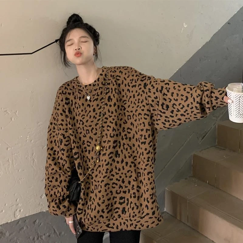 

Повседневные свободные женские толстовки с круглым вырезом, женский пуловер, топ, корейская мода Y2k, японская уличная одежда, одинаковая популярная одежда