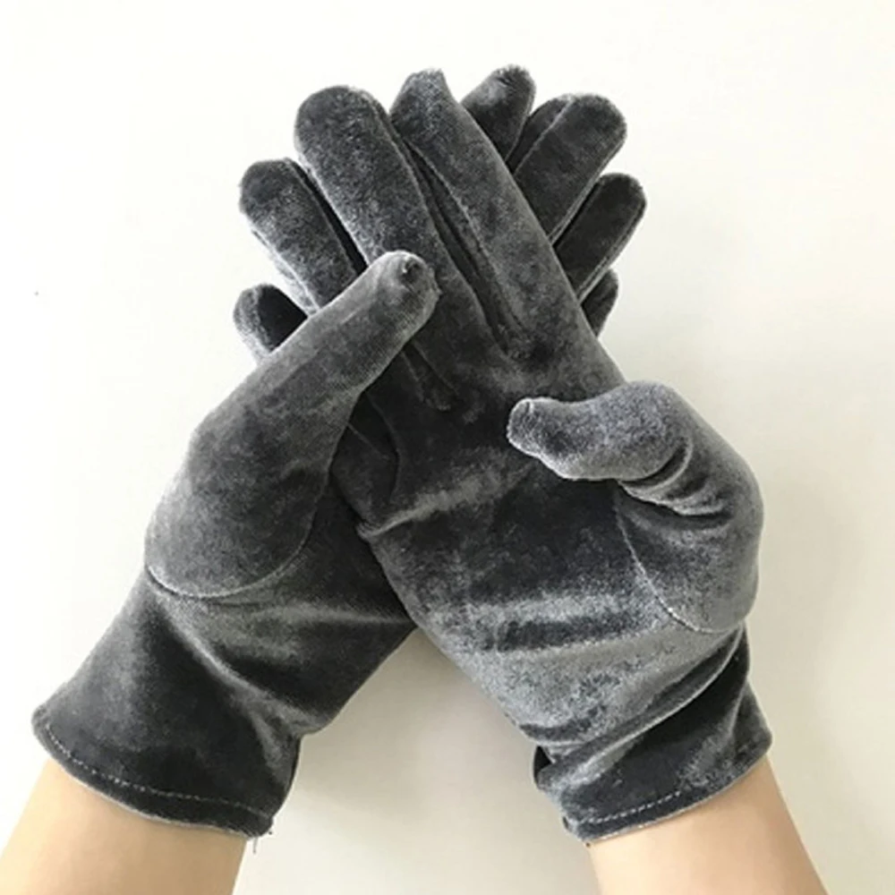 

Etiquette Cycling Warm Soft Autumn Women Elastic Driving Gloves Gold Velvet Gloves Full Finger Mittens