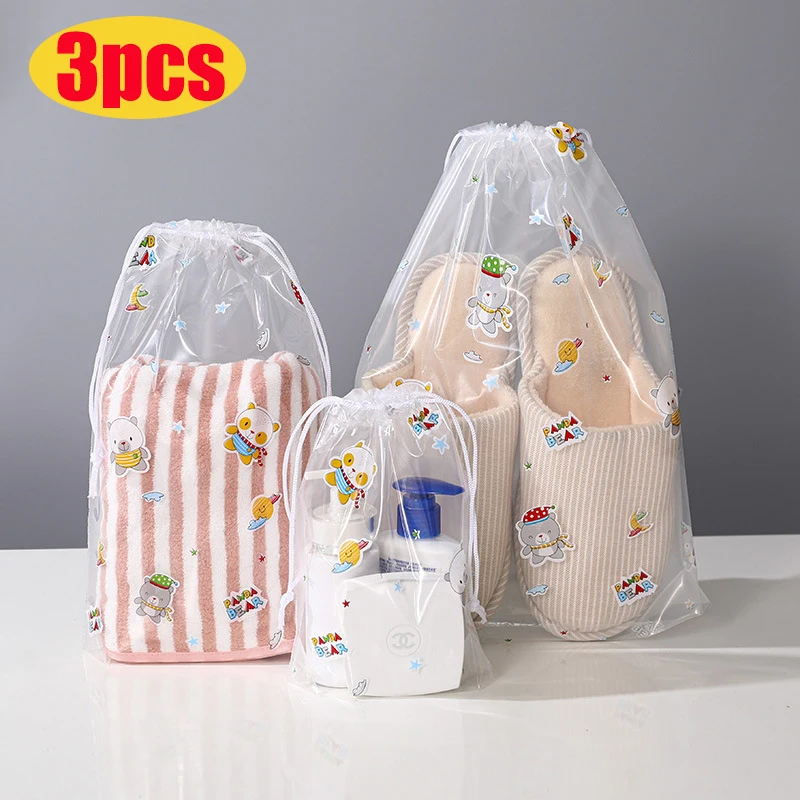 3PCS Folding Travel Bag Shoe Cloth Towel Storage Bag Makeup Drawstring Holder Bag Portable Underwear Jean Organizer Suitcase Bag