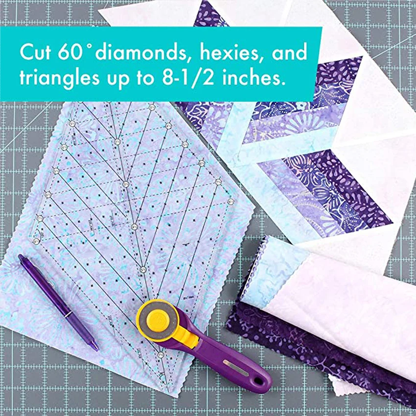 1PCS 60 Degree Diamond Ruler - Quilting Tool for Fabric Cutting - Quilting Template and Stencil