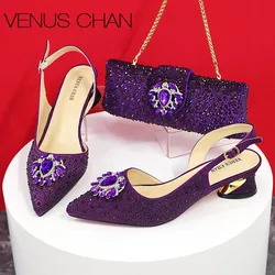 Black Color Pointed Toe Hot Selling 2024 Nigerian Ladies Shoes Matching Bag Set For Luxury Wedding Party Pump