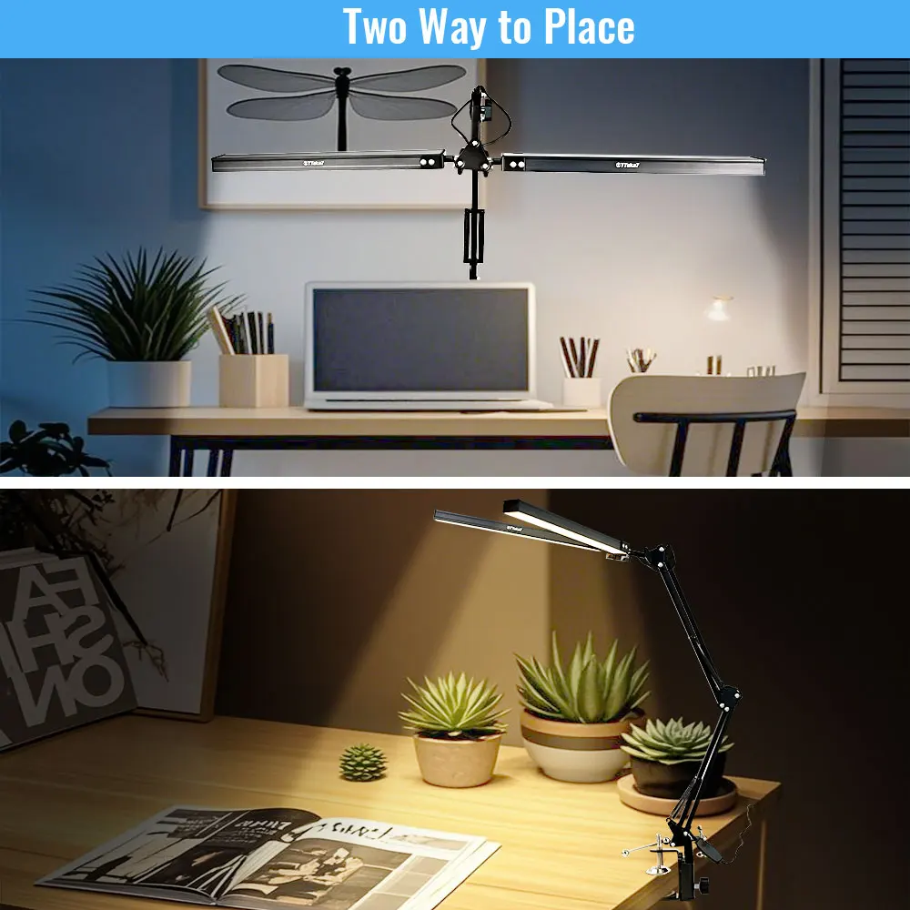 Neue LED-Schreibtischlampe mit Klemme, Schwenkarm, Schreibtischlampe, dimmbare, augenschonende Schreibtischleuchte mit 10 Helligkeitsstufen, 3 Beleuchtungsmodi – Detail 9