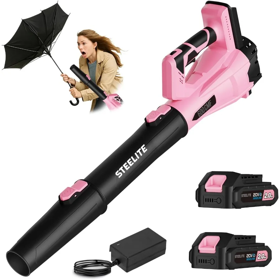 

Cordless Leaf Blower with 2 Batteries and Charger for Efficient Lawn Care Patio and Garden Cleaning Lightweight Handheld Electr