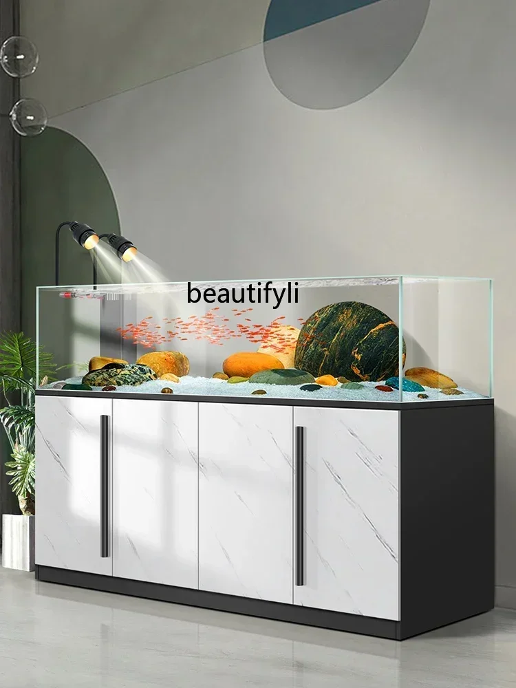 qw Fish Tank Living Room Stream Tank Household Minimalist Bottom Filter Ecological Change Water Landscape Grass Tankqw