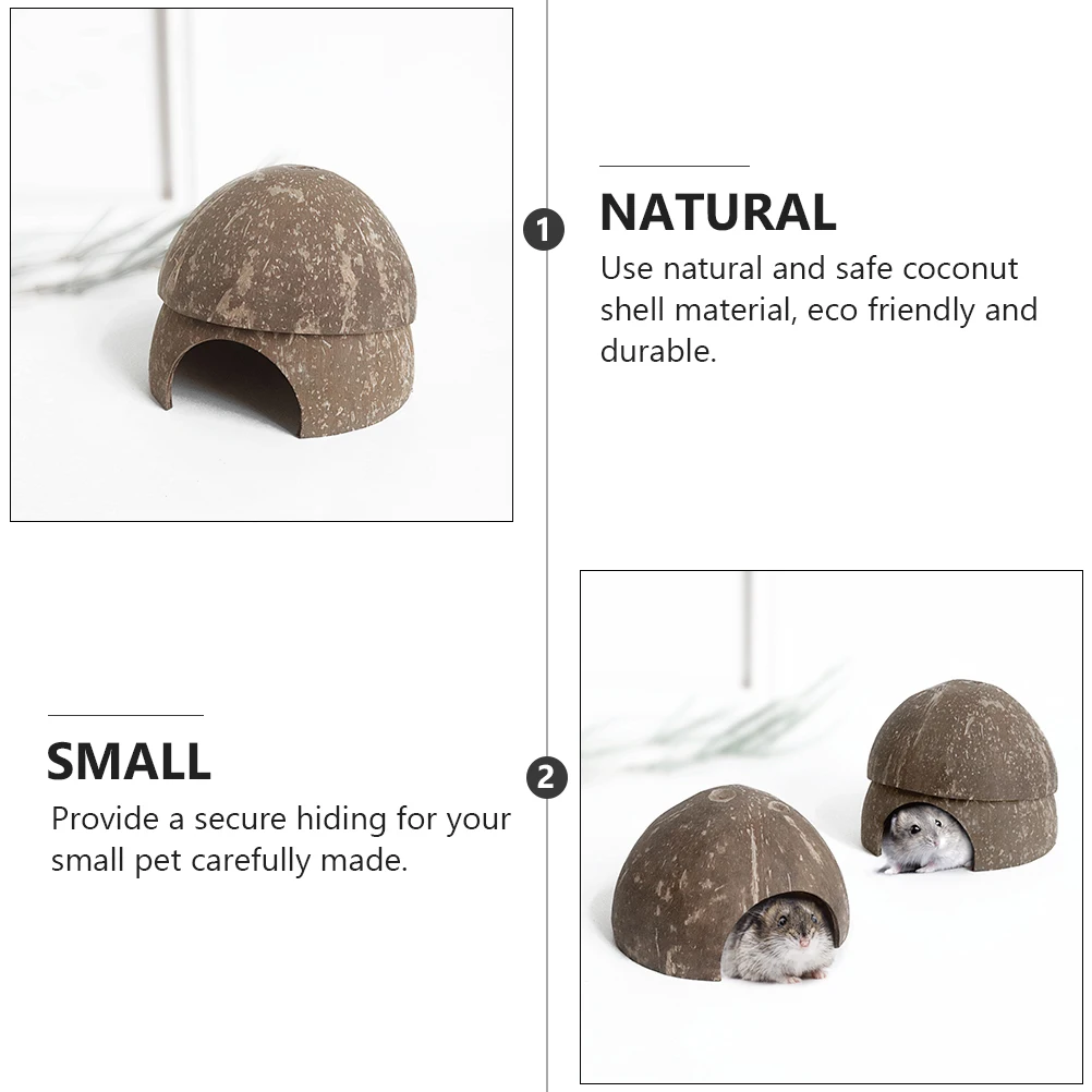 

Coconut Shell Shelter Small Pet Gecko Reptile Hideout House Turtle Supplies Friendly Durable Cave Hiding Crawler