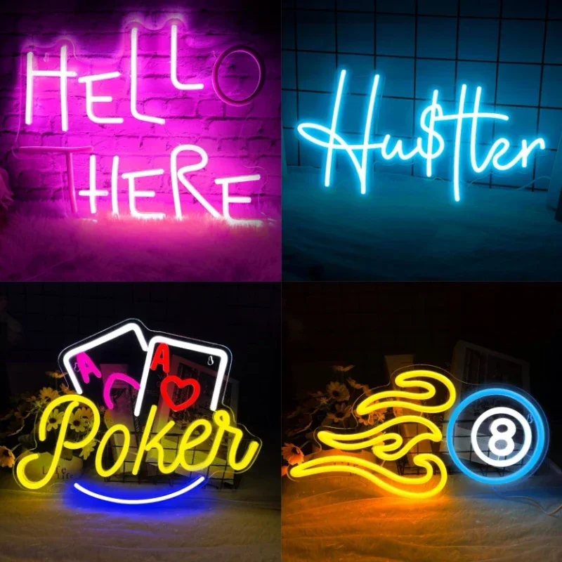 Hello There LED Neon Sign for Wall Decor, Dimmable Lighting Pink Letter Neon Sign for Man Cave Bedroom Bar Decor Holiday Gift