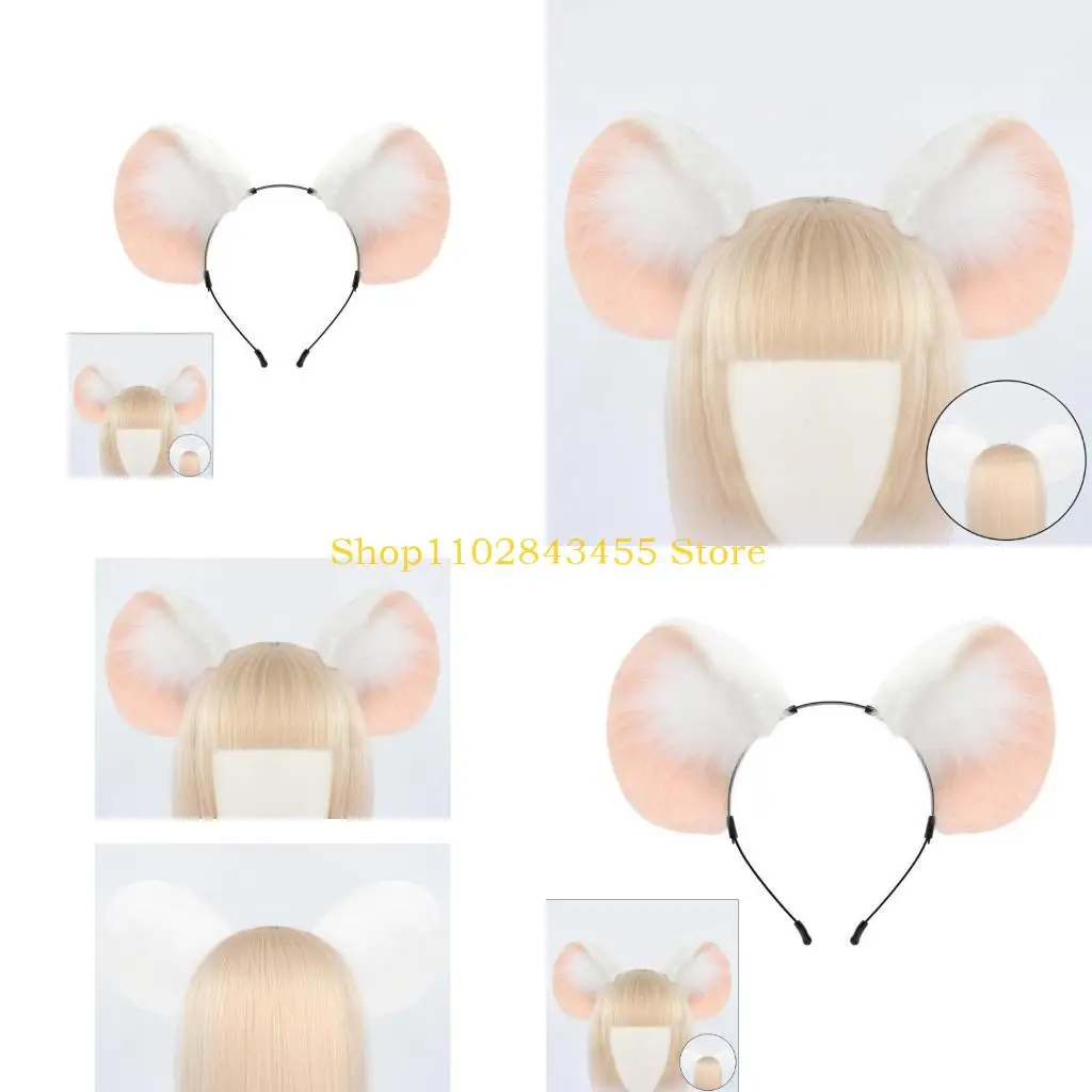 

49MC Halloween Performances Mouses Ear Hairband Adult Teens Plush Mouses Ear Headbands Role Play Animes Character Hairband